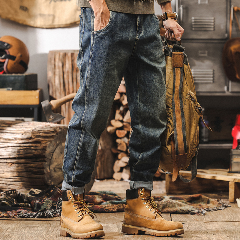 杰雷諾美式復古水洗牛仔褲2024新款男士潮牌褲子寬鬆直筒休閒褲男