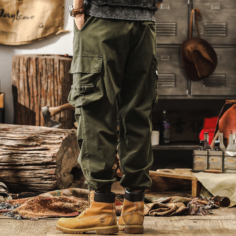 美式復古軍綠色工裝褲子男春季2025新款潮牌硬漢獵裝戶外休閒褲男