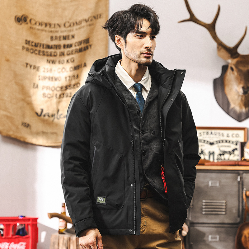 90鴨絨冬季羽絨服男寬鬆加厚2024新款城市戶外通勤保暖工裝外套男