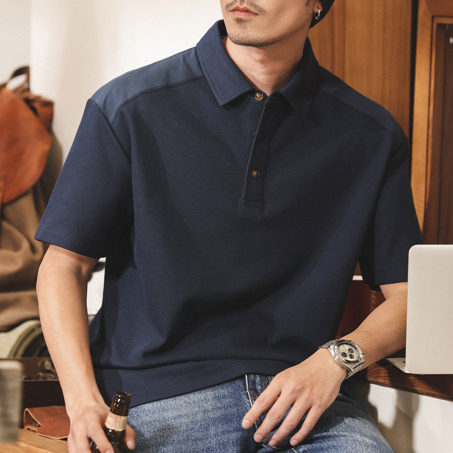 美式復古Polo衫男短袖夏季260g重磅T恤男新款潮牌寬鬆休閒上衣男