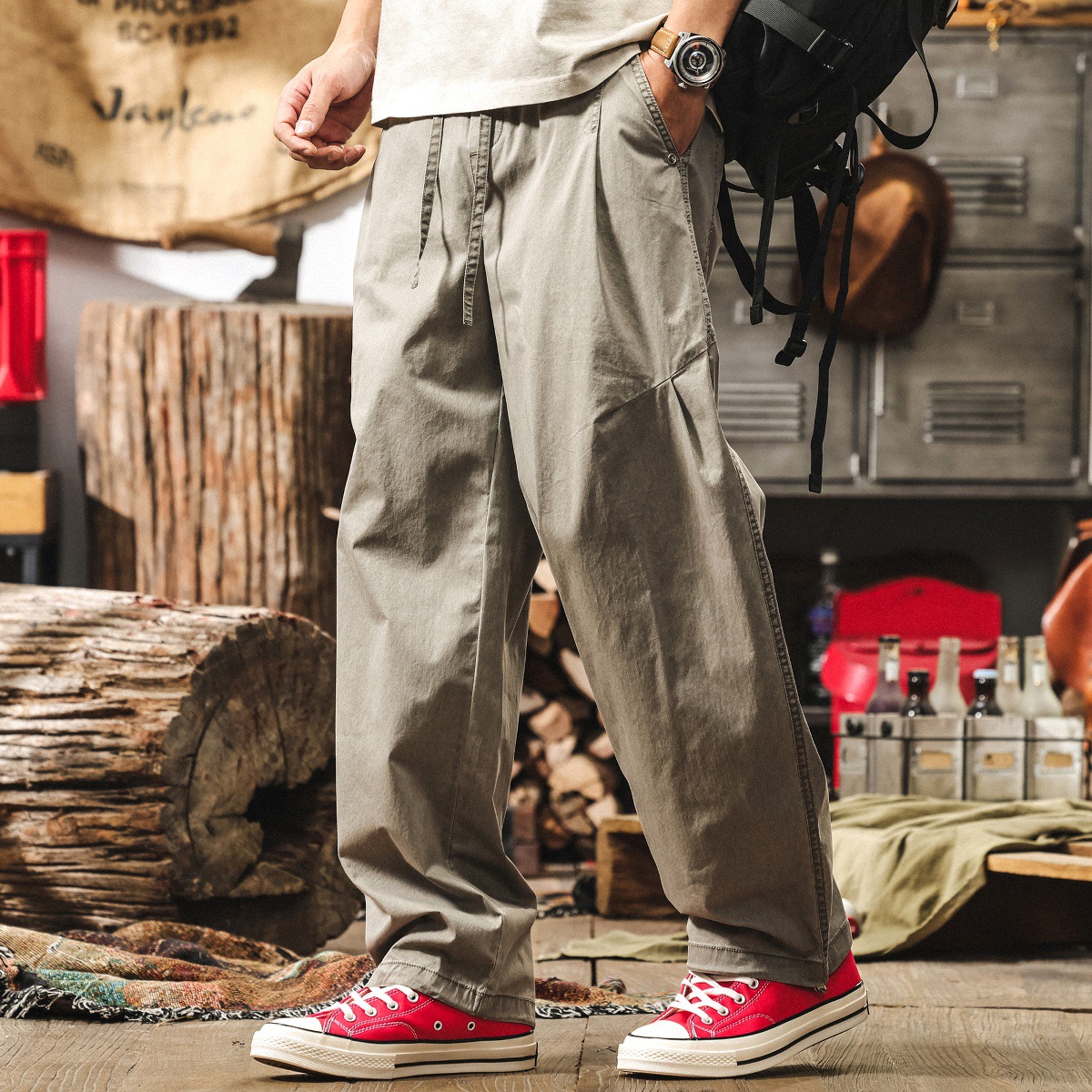 美式復古工裝褲男2025新款夏季薄款直筒休閒褲子寬鬆闊腿男士長褲