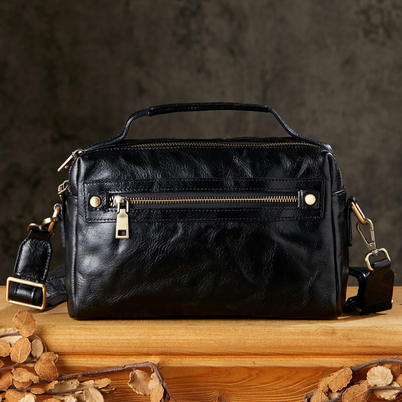 原創手工植鞣牛皮單肩包男士真皮斜挎包休閒時尚多功能手提包男包