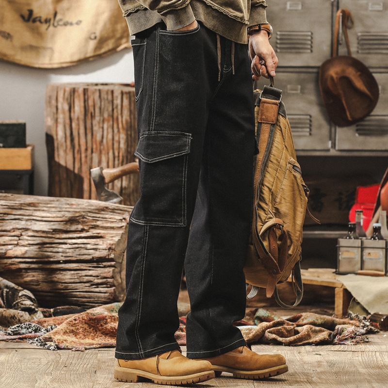美式復古牛仔褲2025新款潮牌工裝褲子男春季寬鬆直筒男士休閒長褲