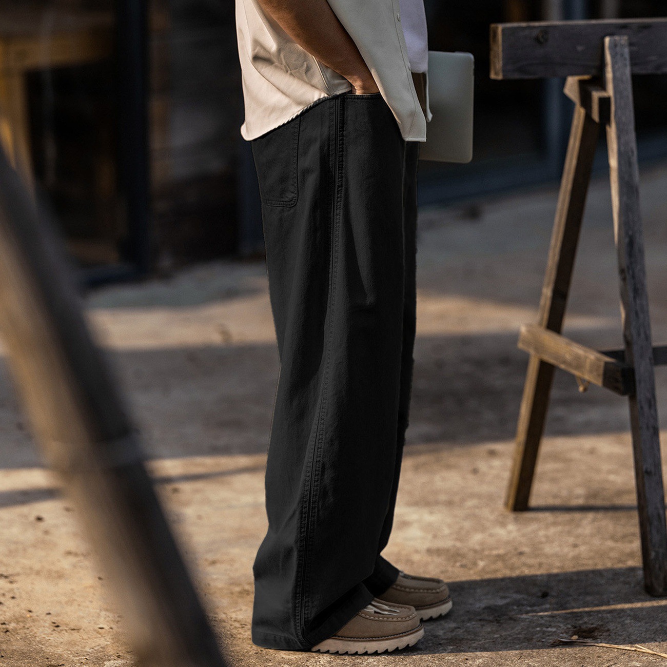 萊賽爾天絲褲子男春季2026新款潮牌男士休閒褲寬鬆薄款闊腿長褲男