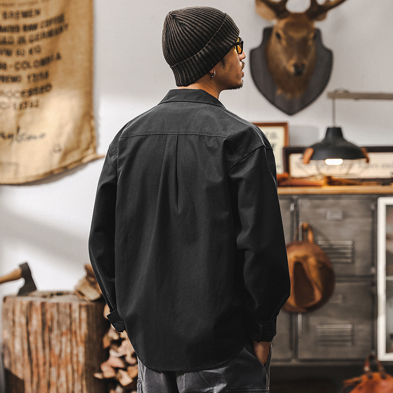 萊賽爾天絲高級感襯衫男長袖春季2025新款美式復古休閒襯衣外套男