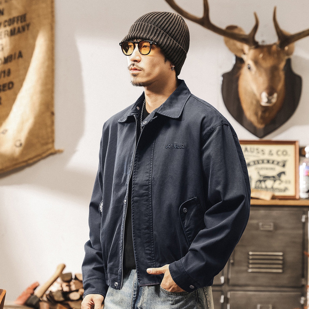 美式復古老錢風行政教練夾克男秋季短款寬鬆潮牌休閒男士外套春秋