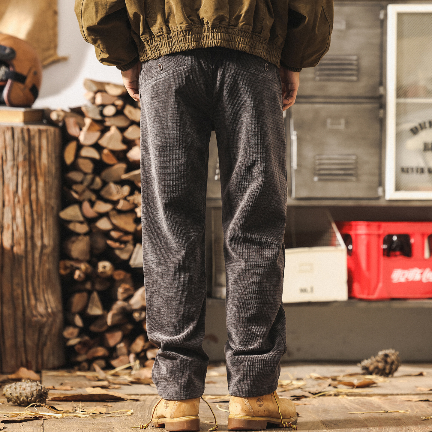 美式復古重磅雪尼爾褲子男秋冬加厚2025新款潮牌寬鬆直筒休閒褲潮