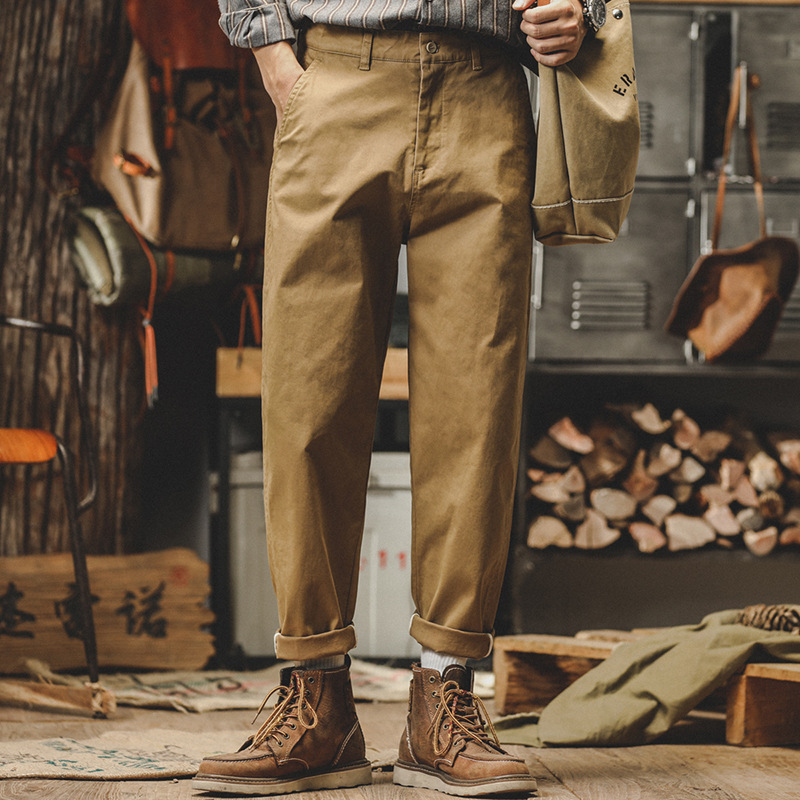 杰雷諾美式復古經典淨版簡約休閒褲男秋季潮牌錐形直筒工裝褲子男