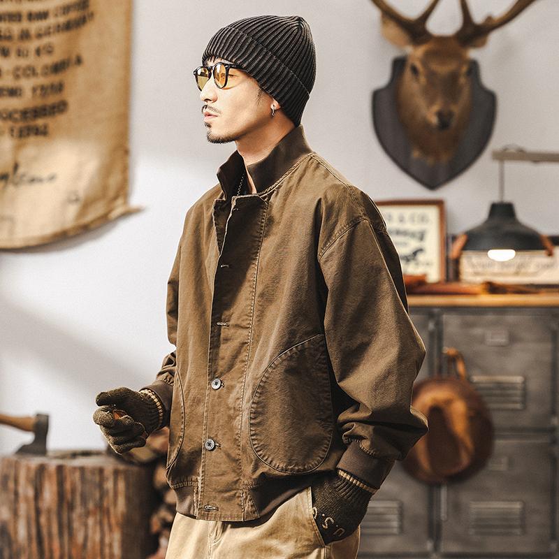 美拉德復古工裝甲板夾克男春季2025新款阿美咔嘰寬鬆休閒美式外套