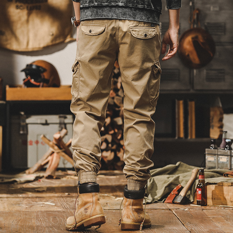 美式復古工裝褲子男春季2024新款拉鏈束腳戶外戰術獵裝男士休閒褲