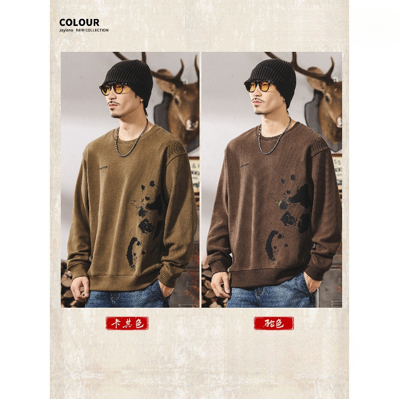 國風潮流400g歐棉絨重磅衛衣男春秋潮流復古寬鬆大碼秋季男士上衣