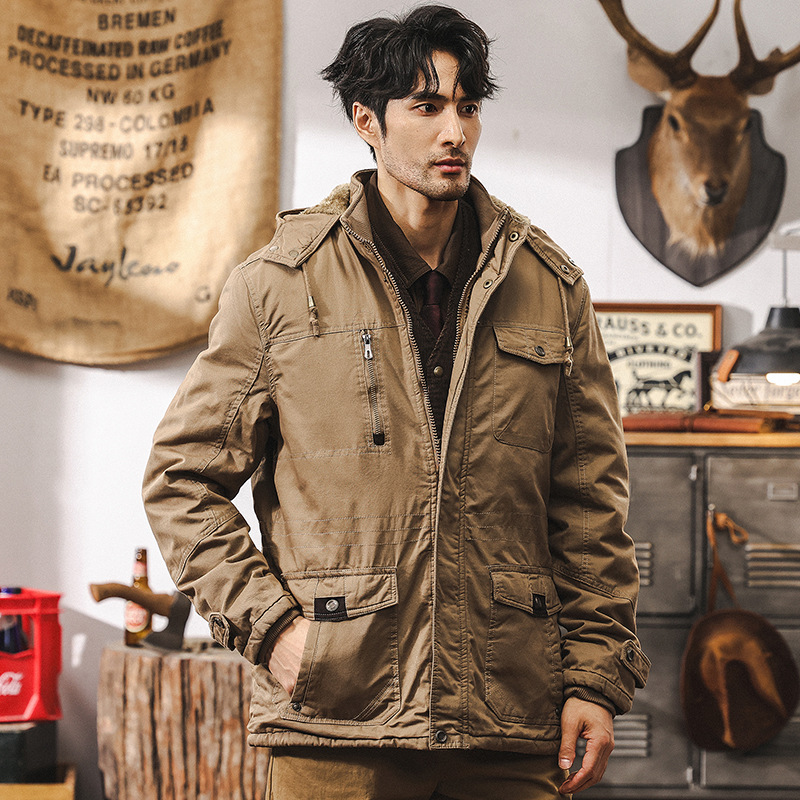 美式復古工裝外套男冬季加厚棉衣戶外機能軍事戰術作訓夾克棉服男