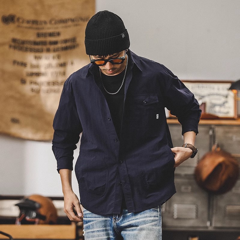 山系戶外工裝襯衫男長袖美式復古2025新款寬鬆硬漢獵裝襯衣外套男