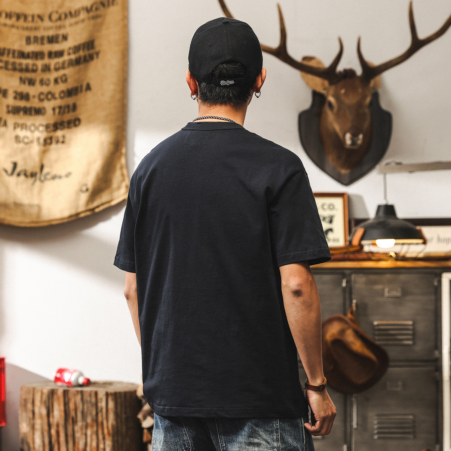 美式復古300g重磅T恤男夏季亨利領短袖男士polo衫潮牌寬鬆上衣男