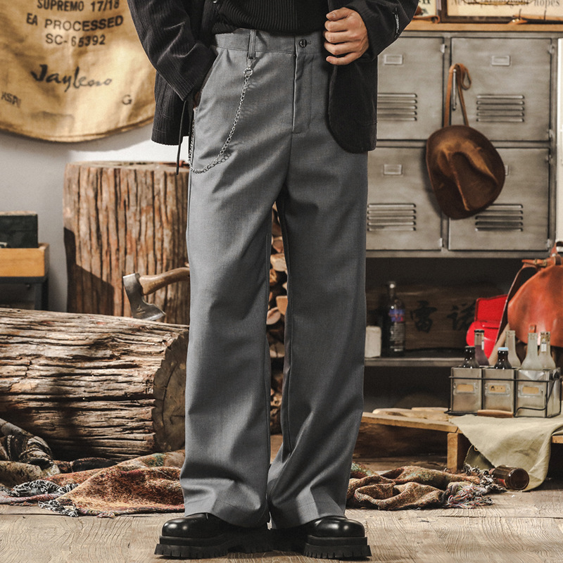 輕熟商務休閒西褲男春季2025新款寬鬆闊腿褲男通勤男士休閒長褲子