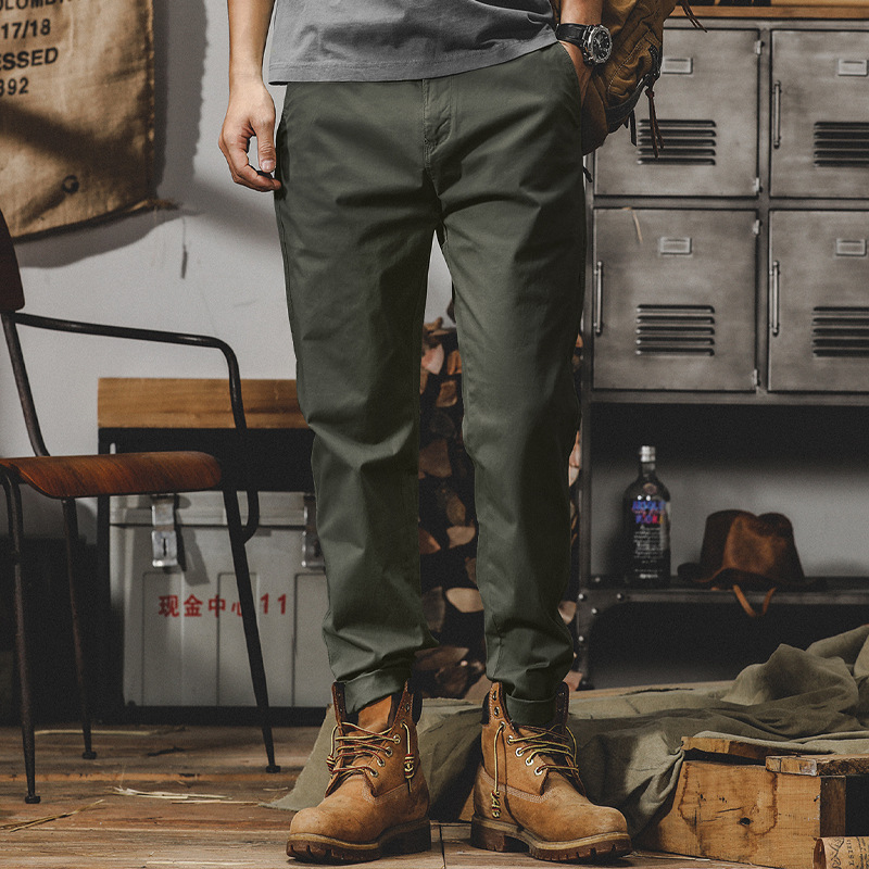 美式重磅復古工裝褲子男直筒上班基礎款簡約男士休閒褲百搭錐形褲
