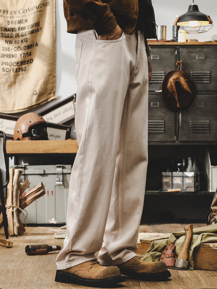 美式經典復古直筒牛仔褲男秋季潮牌褲子男寬鬆簡約百搭男士休閒褲