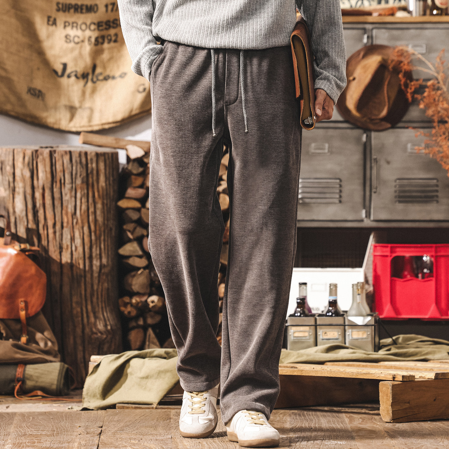 美式復古重磅燈芯絨褲子男士休閒褲2026新款冬季加厚寬鬆直筒長褲