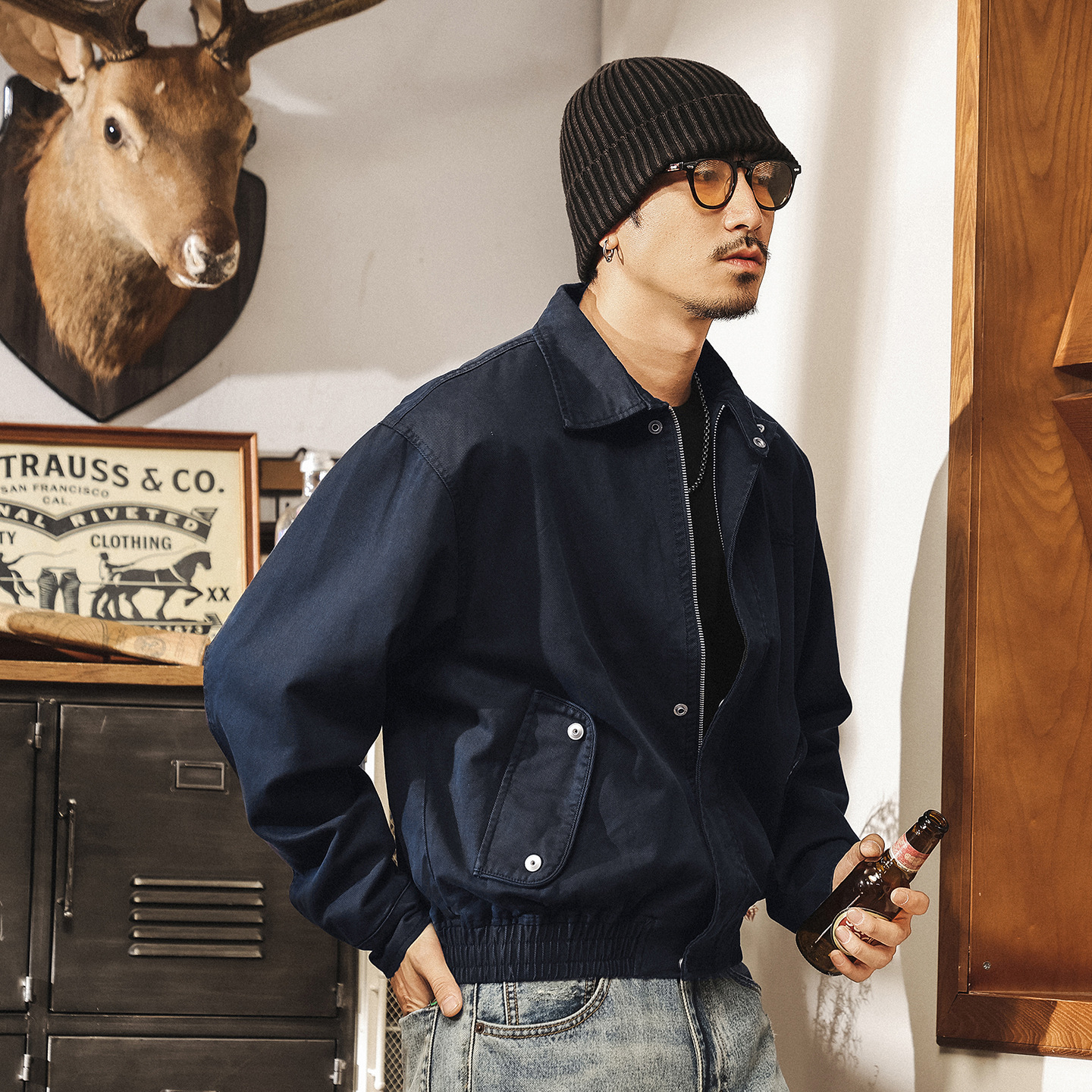 美式復古老錢風行政教練夾克男秋季短款寬鬆潮牌休閒男士外套春秋