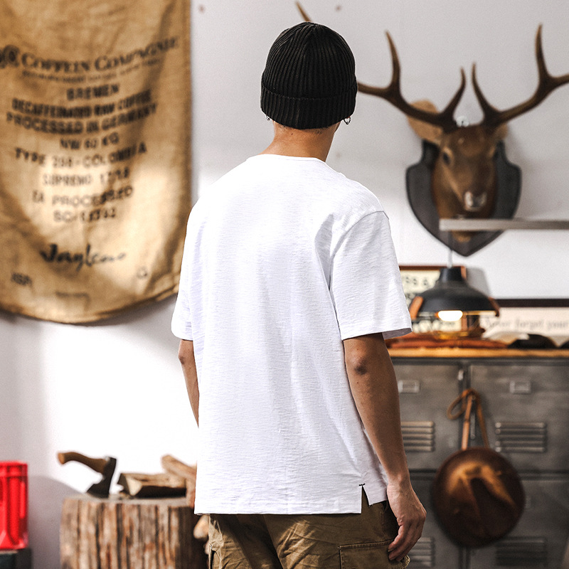 美式復古T竹節棉短袖T恤男夏季2025新款潮流硬漢亨利領男士POLO衫