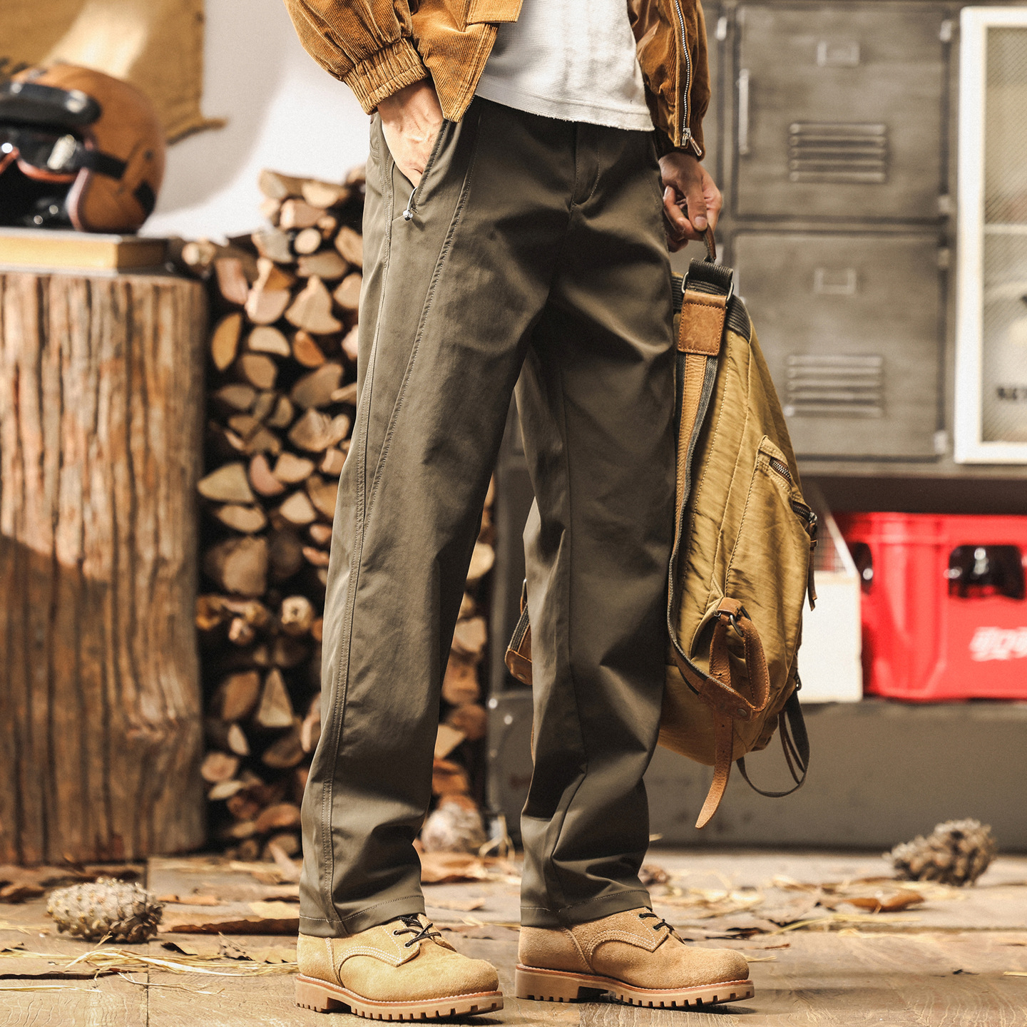 美式復古工裝褲子男春秋直筒2025新款戶外傘兵褲秋季男士休閒長褲
