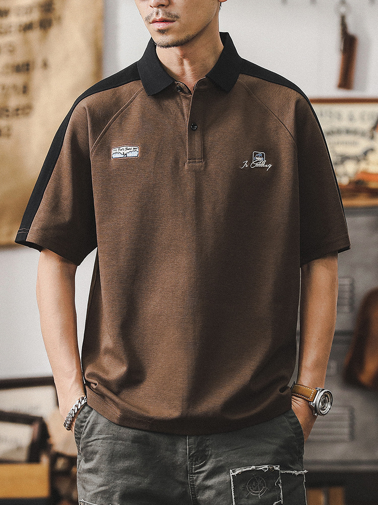 美式重磅Polo衫短袖男夏季2024新款寬鬆大碼潮牌休閒上衣男士T恤