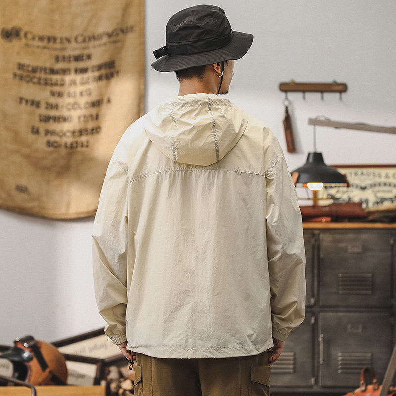 傑雷諾冰絲涼感連帽防曬衣男士夏季皮膚衣戶外薄款機能工裝男外套