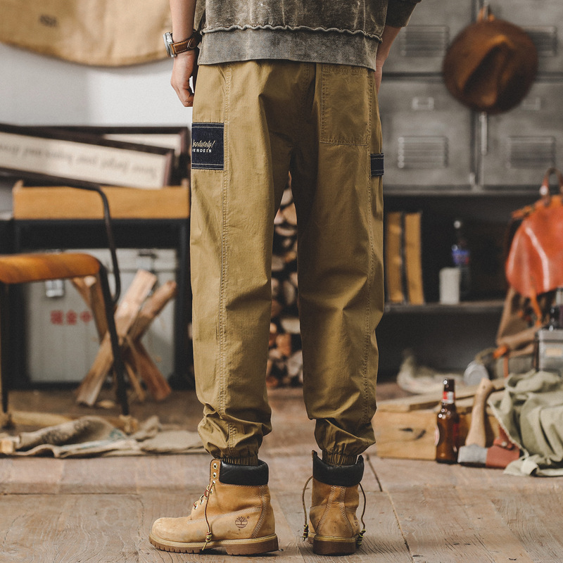 春季新款潮牌工裝褲子男春季寬鬆直筒男士休閒褲痞帥潮流束腳褲男