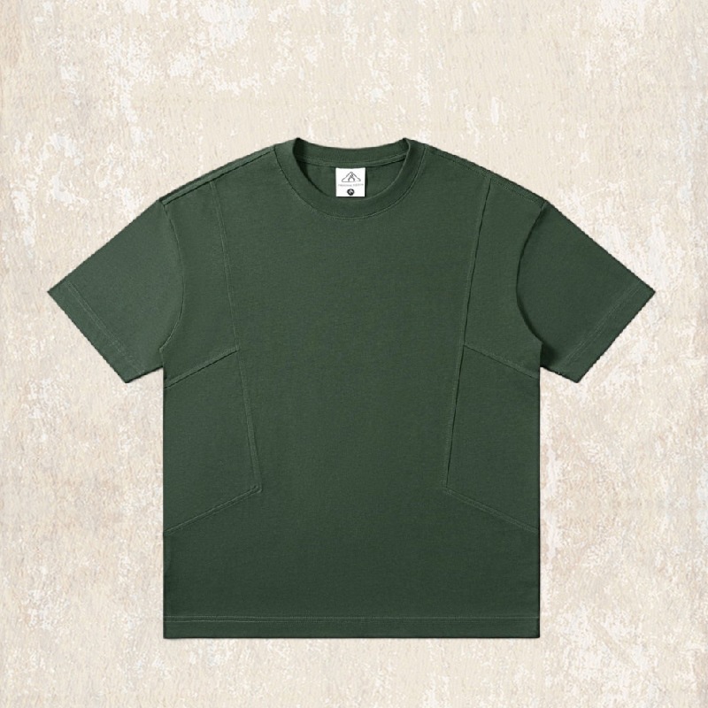 美式復古T恤短袖男款夏季280g重磅潮牌拼接寬鬆大碼上衣男裝