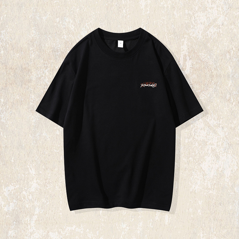 【7A抗菌防蟎涼感】T恤男短袖夏季美式復古潮流絨面印花休閒上衣T