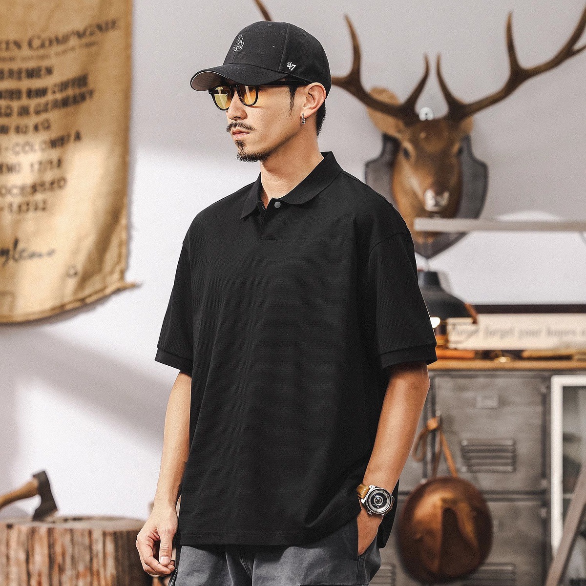 夏季新款涼感冰絲polo衫男士短袖索羅娜T恤男寬鬆大碼休閒體恤男T