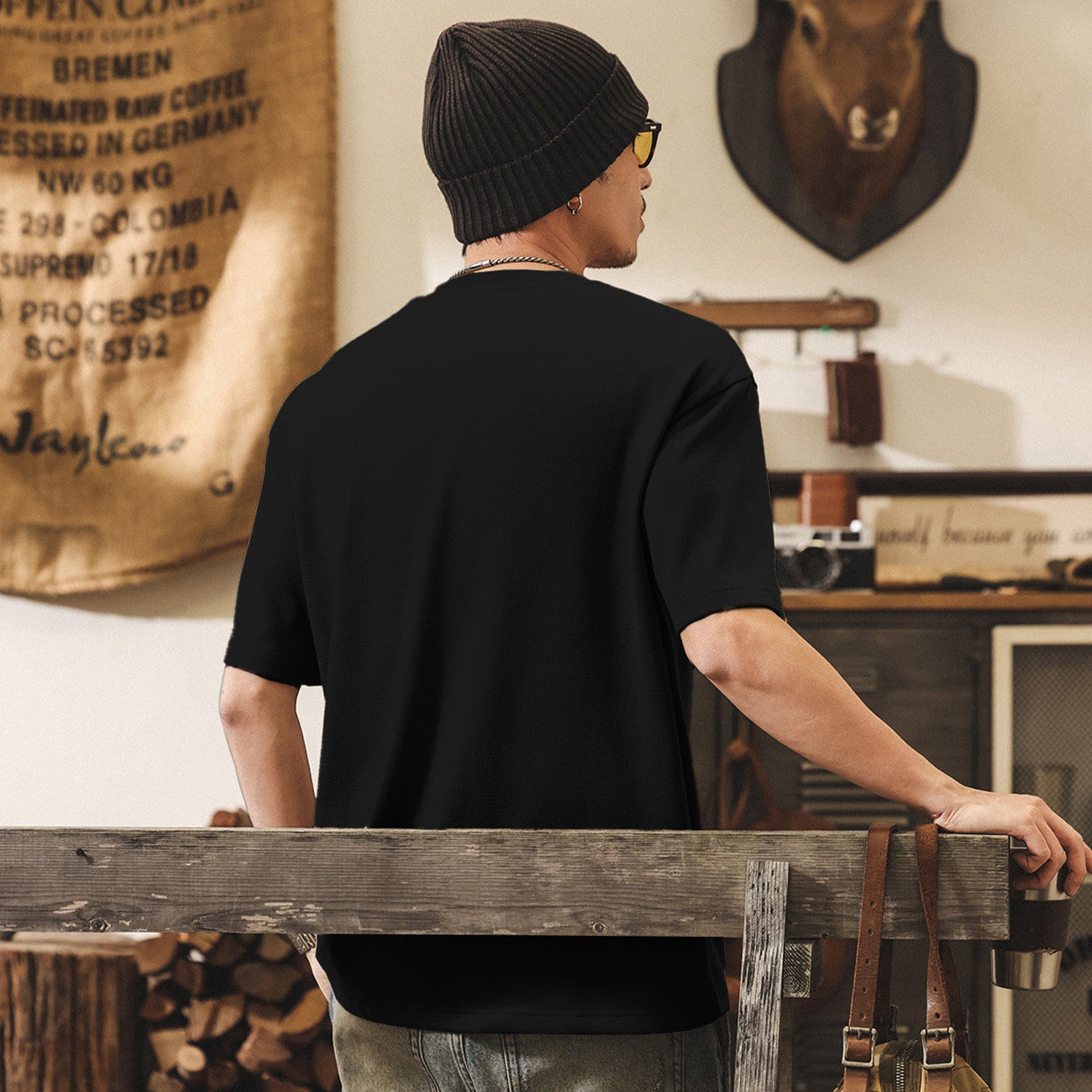 美式復古230g重磅T恤男士短袖Polo衫男夏季新款潮牌寬鬆亨利衫男