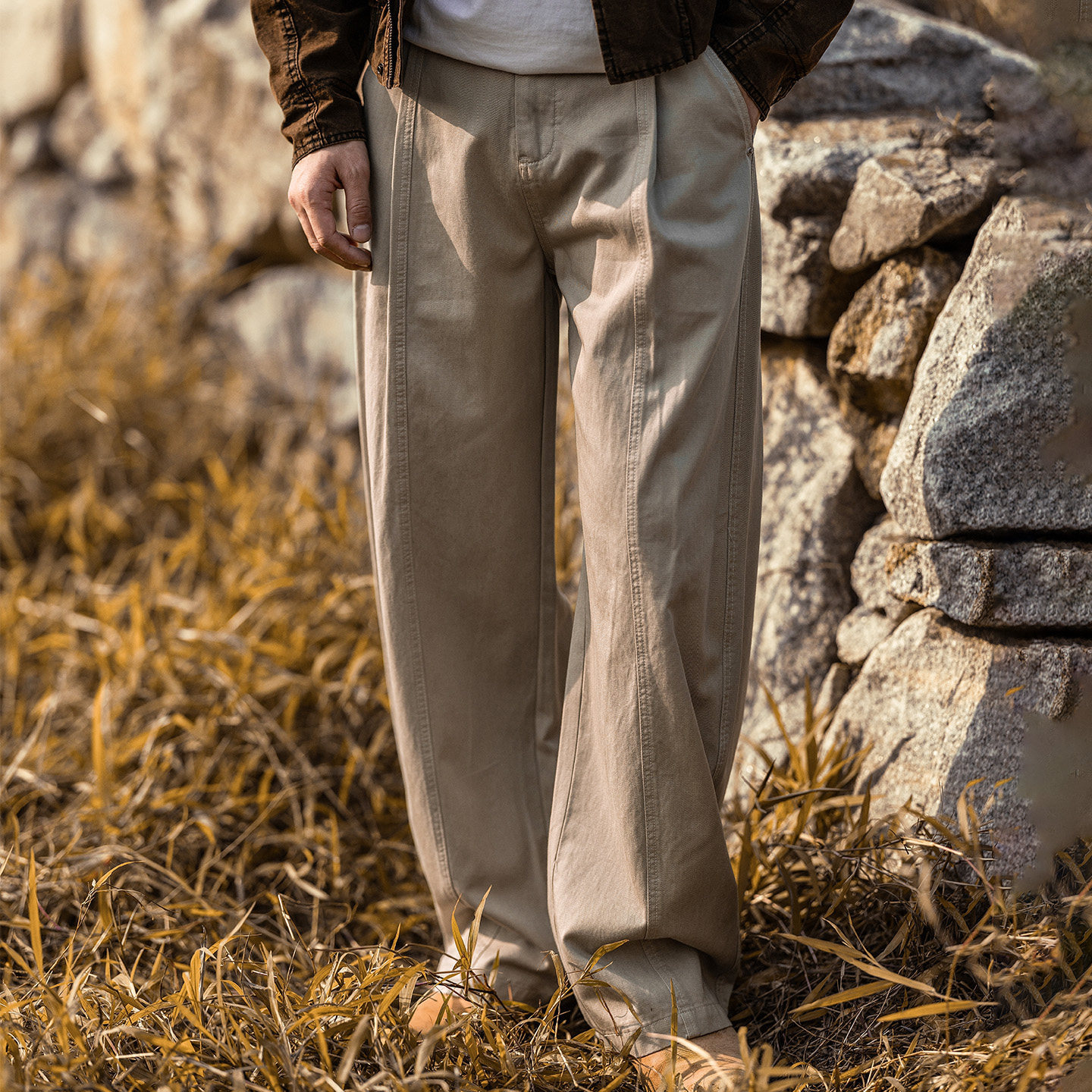 美式復古萊賽爾薄款寬鬆闊腿褲春季2026新款潮牌直筒男士休閒褲子