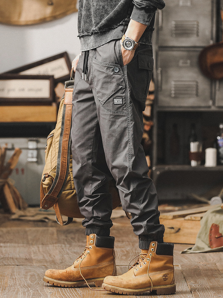 杰雷諾工裝褲子男夏季薄款男生束腳褲潮牌痞帥寬鬆直筒男士休閒褲