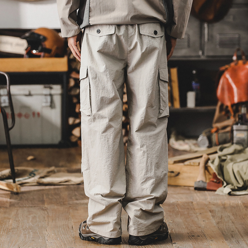高級感工裝褲子男寬鬆直筒男士休閒褲城市戶外通勤機能戰術衝鋒褲