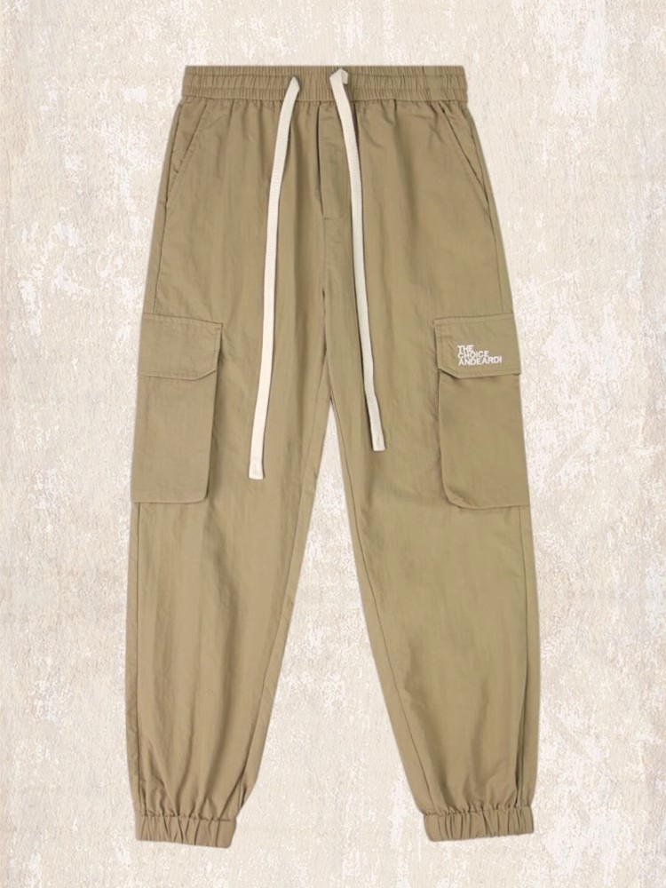 美式復古工裝褲子男秋季2024新款寬鬆大碼城市通勤直筒束腳休閒褲