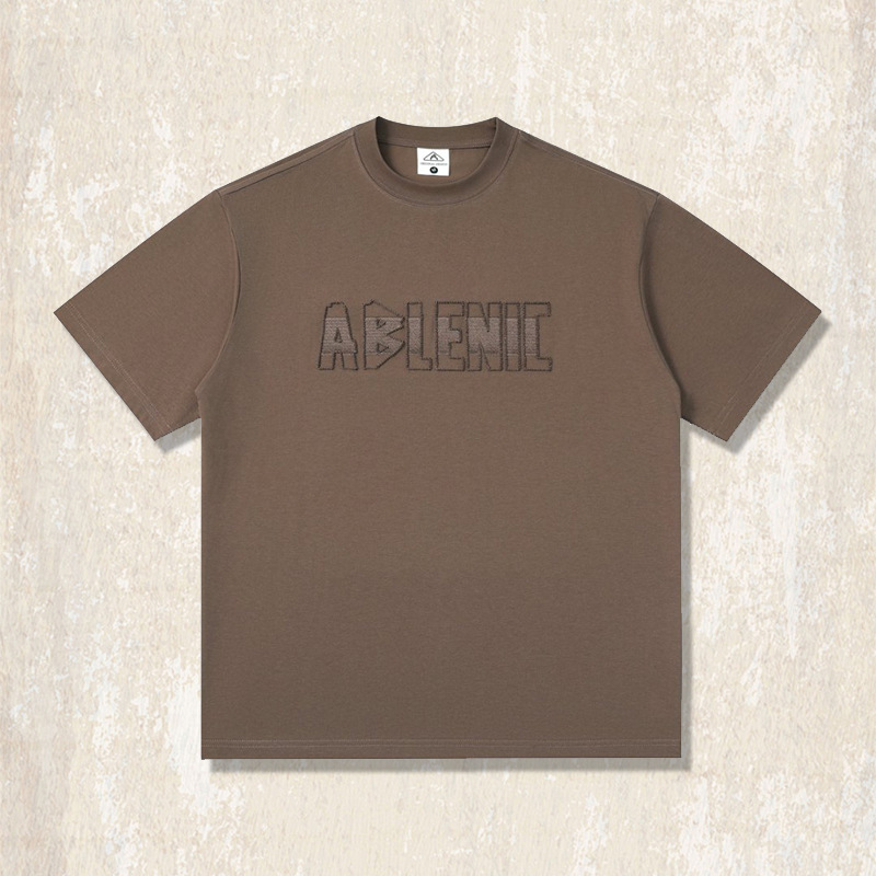 美式復古科技涼感T恤男夏季刺繡短袖男款潮牌寬鬆酒紅色大碼上衣T