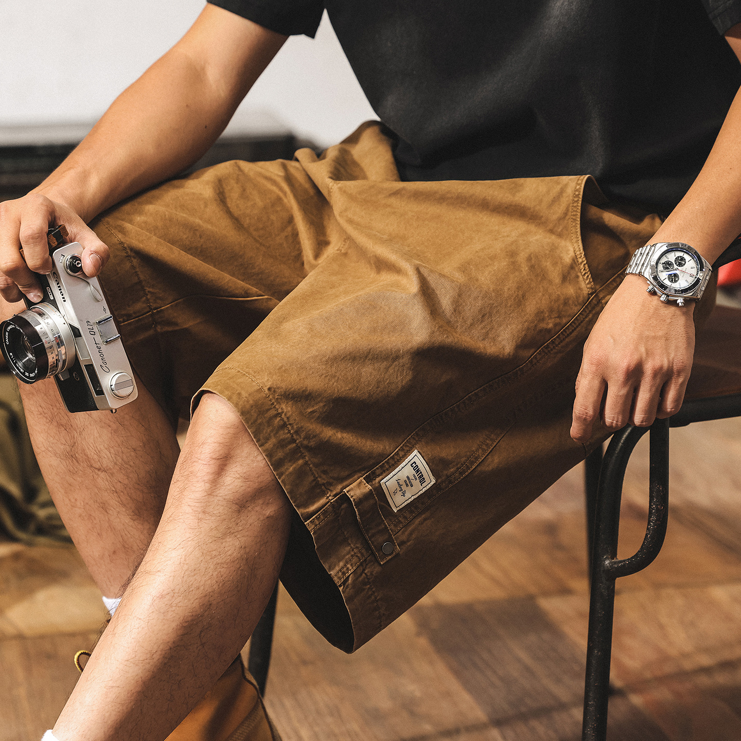 美式復古水洗工裝短褲男夏季新款潮牌中褲寬鬆大碼休閒五分褲子男