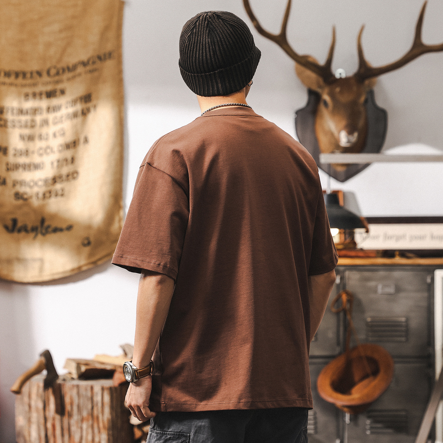 美式復古短袖男夏季300g重磅T恤男2025新款潮牌寬鬆刺繡上衣