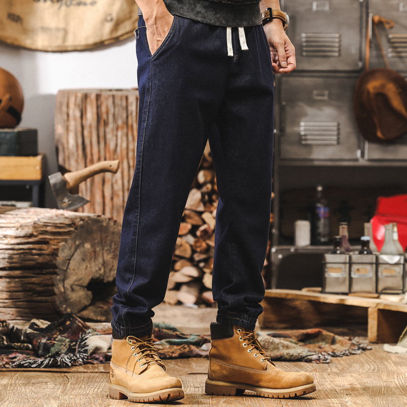 活性染不掉色牛仔褲男美式丹寧水洗褲子秋季2024新款直筒休閒長褲