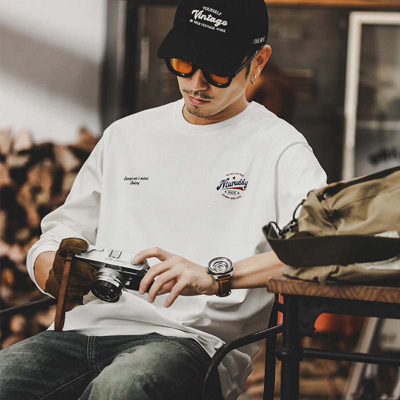 春季新款260g重磅白色T恤男長袖男士2024新款潮牌寬鬆打底衫