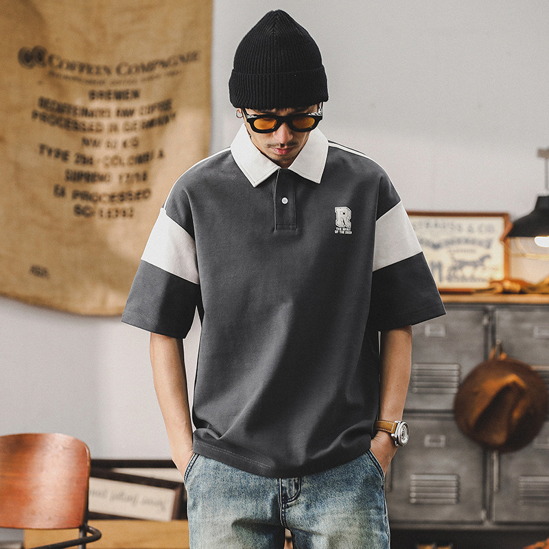 高級感280g重磅雙面棉男士T恤短袖夏季美式潮牌休閒polo衫男上衣