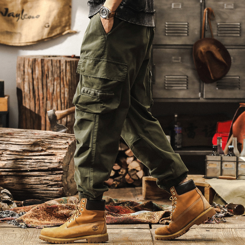 美式復古軍綠色工裝褲子男春季2025新款潮牌硬漢獵裝戶外休閒褲男