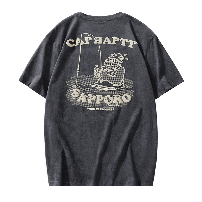 杰雷諾美式經典復古重磅T恤男短袖夏季潮牌寬鬆趣味印花半袖上衣T