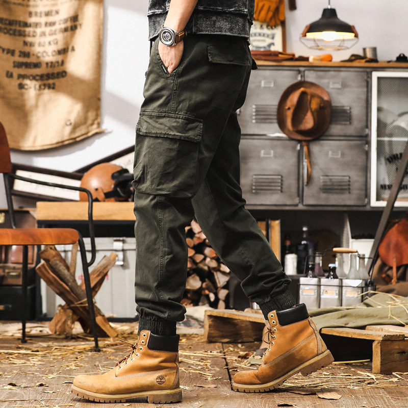 美式復古工裝褲子男秋季2024新款男士休閒褲寬鬆直筒潮牌束腳男褲