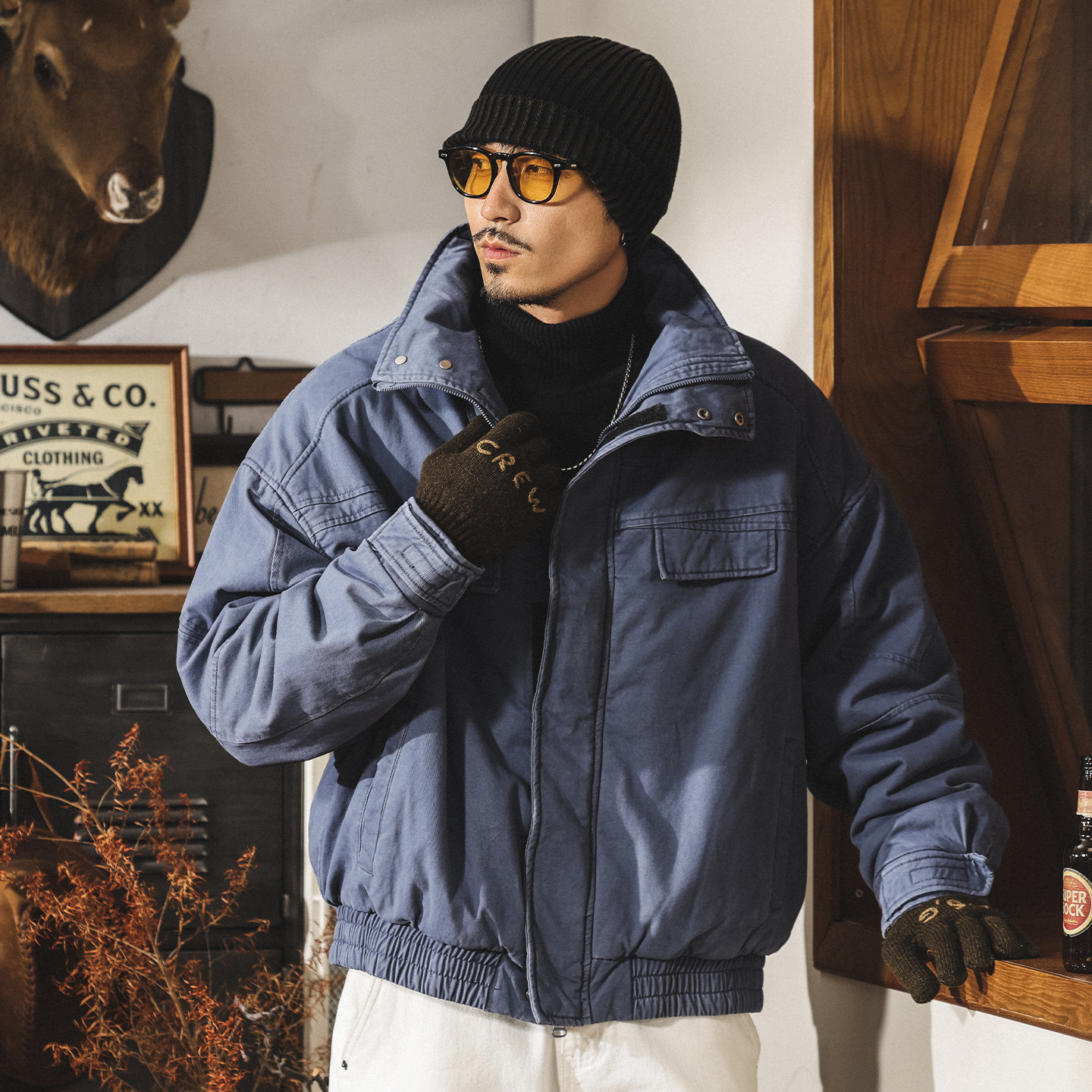 美式復古重磅水洗工裝棉服男士棉衣冬季加厚潮牌獵裝夾克保暖外套