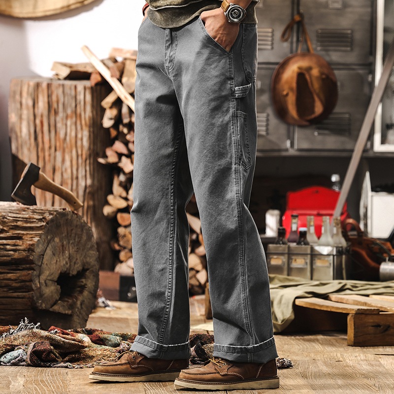 珠帆格直筒休閒褲男春季2025新款美式潮牌復古寬鬆硬朗牛仔褲