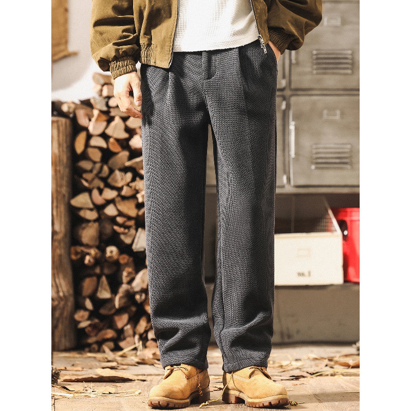 高級感雪尼爾褲子男士2025新款秋冬加厚潮牌寬鬆直筒美式休閒褲男