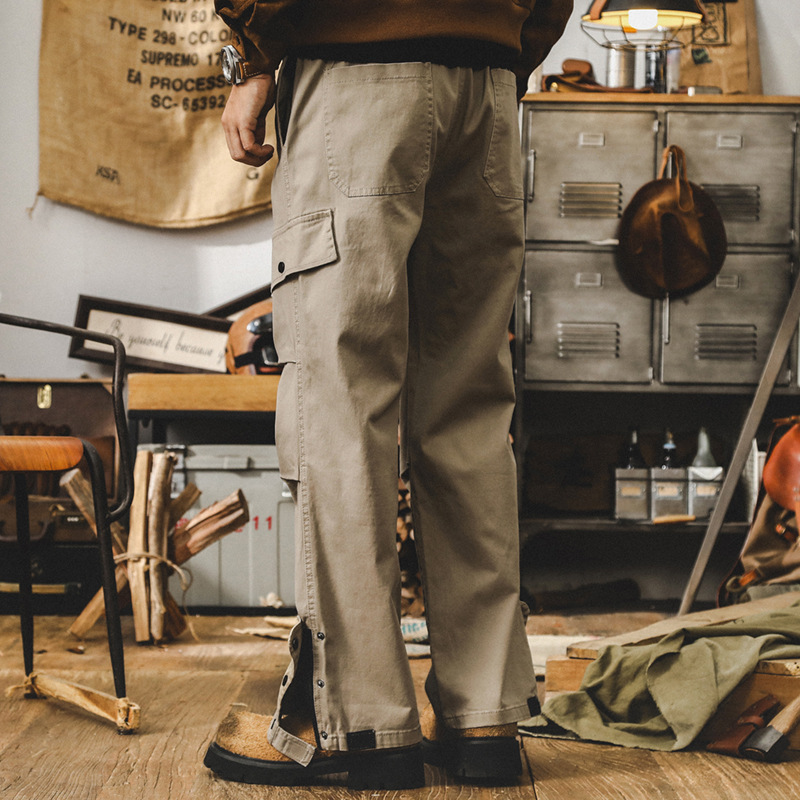 傑雷諾美式複古工裝褲子男寬松2024新款休閑長褲潮牌機能傘兵褲男