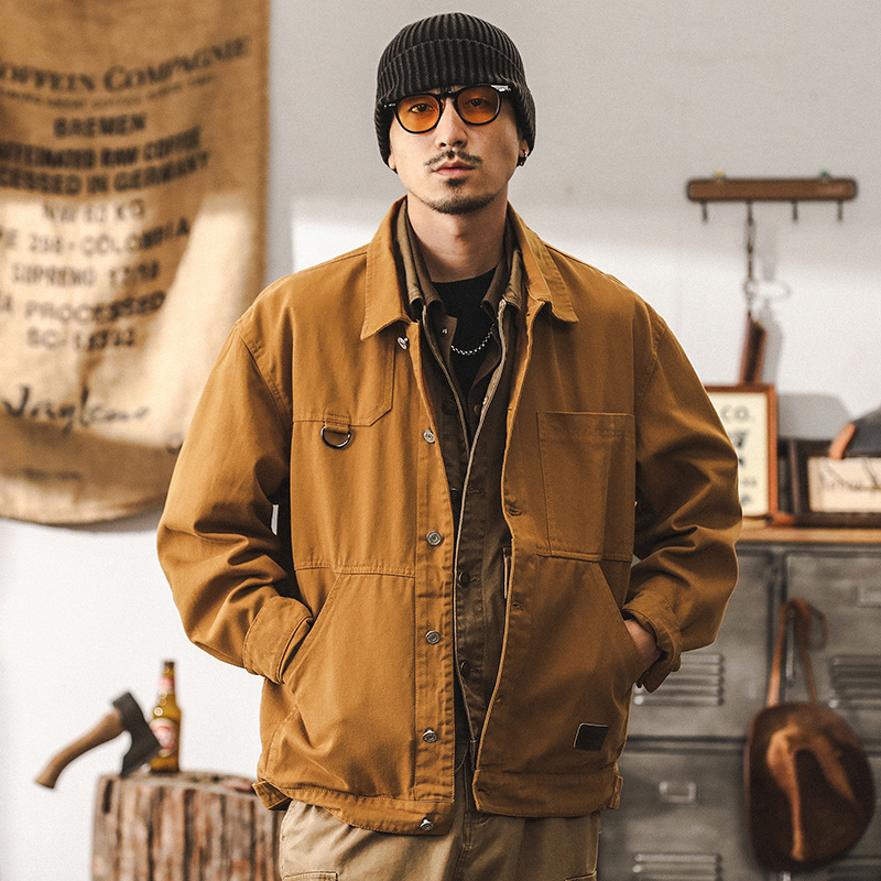 美式重磅復古牛仔外套男秋季潮牌2024新款休閒帥氣硬漢工裝夾克男